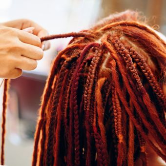 Braiding a woman's hair